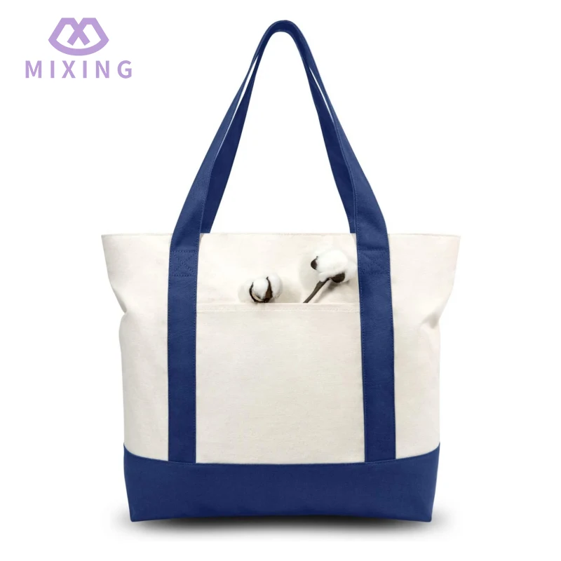 Canvas Tote Bag with External Pocket